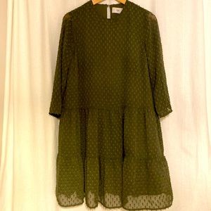 Minimum feria tiered dress olive green size 34